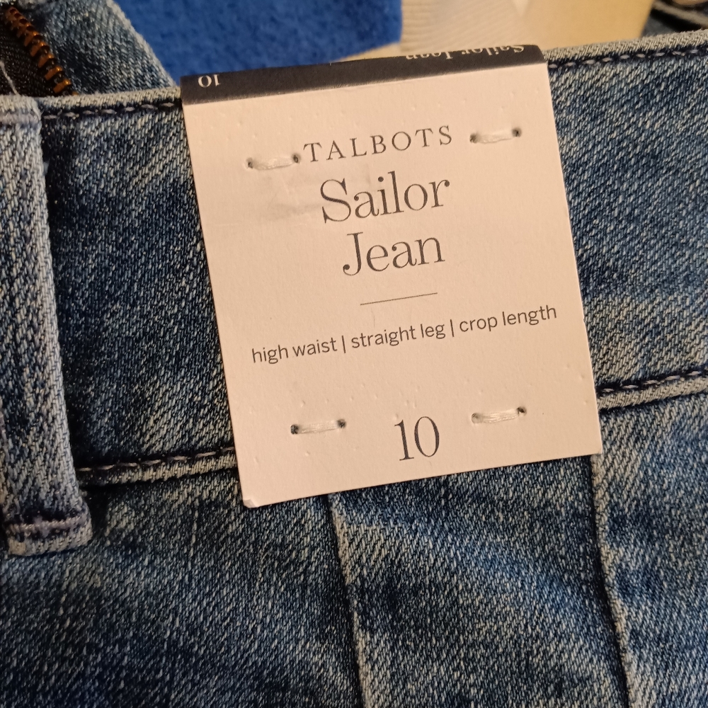 NEW Talbots High Waist Cropped Sailor Jean Blue Denim Size 10 - Picture 13 of 14